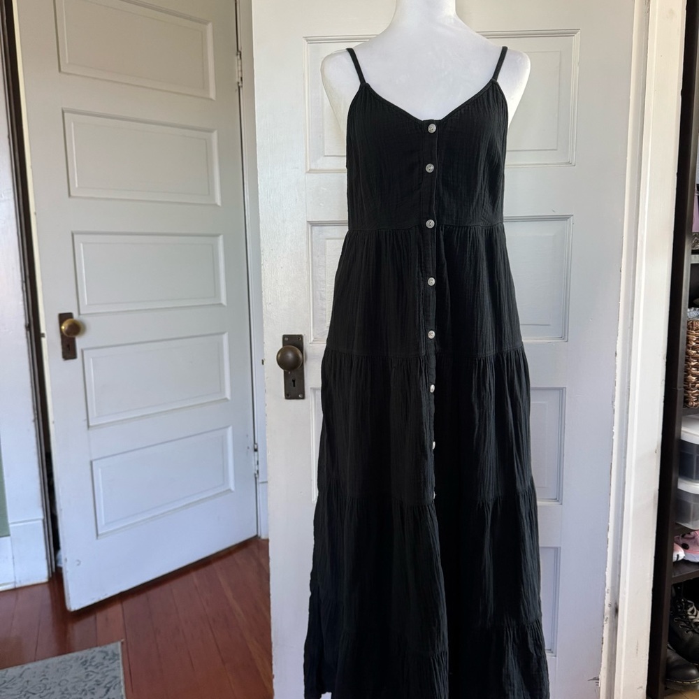 Universal Thread Black Button Down Maxi Dress Poc… - image 2